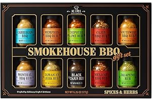 Kiri & Sons Smokehouse BBQ Gourmet Grilling Spice Set | 10-Set | Glass Bottle Seasonings, Grill Seasoning Flavors Include Caribbean, Jamaican Memphis, Jalapeno Rub, Montreal, Cajun Chili Garlic & More