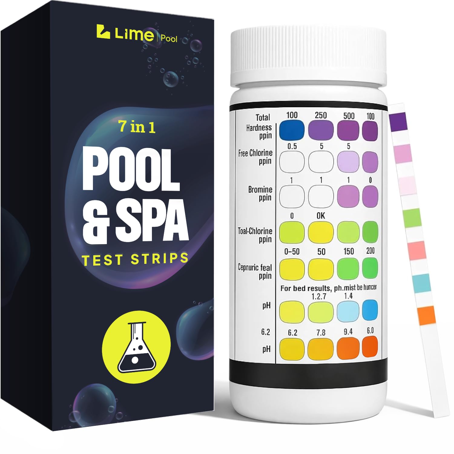 Photo 1 of LIME POOL 162 Pcs 7-Way Hot Tub, Spa & Pool Test Strips - Accurate Readings in 15 Seconds