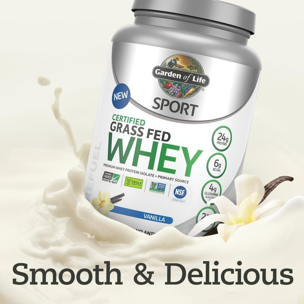 Garden of Life Sport Certified Grass Fed Clean Whey Protein Isolate, Vanilla, 22.57 Ounce: Health & Personal Care