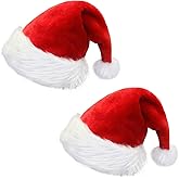 Tuzuaol 2 PCS Christmas Hats, Santa Hat, Xmas Holiday Hat for Unisex Adults Extra Thicken Classic Fur for New Year Festival Party Supplies
