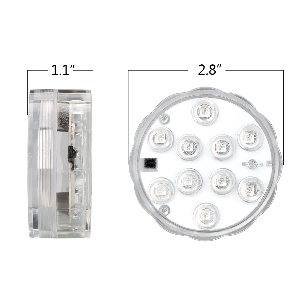 FURADO 10 RGB Multi Changement de couleur étanche LED pour vase, aquarium, bassin, Halloween, Noël, plastique