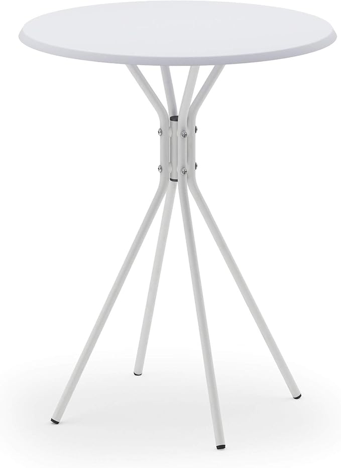 White Metal Crossed Leg Round Side Table Modern