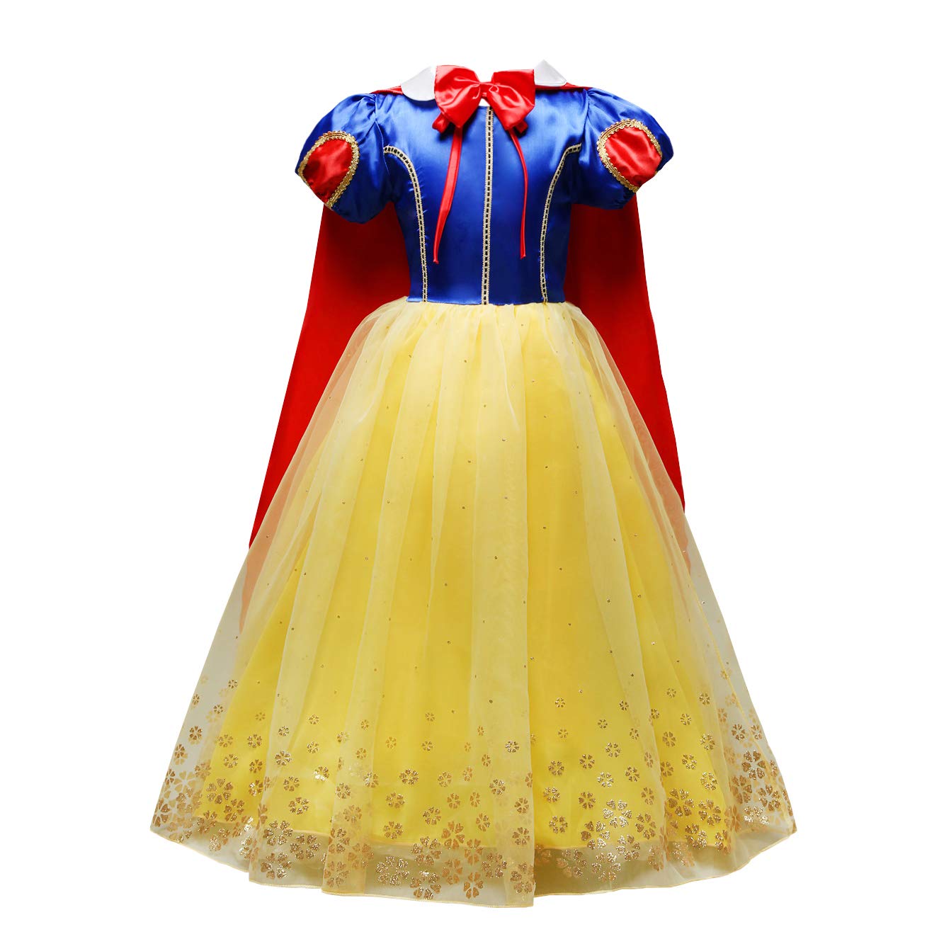 Lito Angels Princess Snow White Costume Birthday Party Fancy Dress Up with Cape for World Book Day Kids Girls Age 5-6 Years, Style C