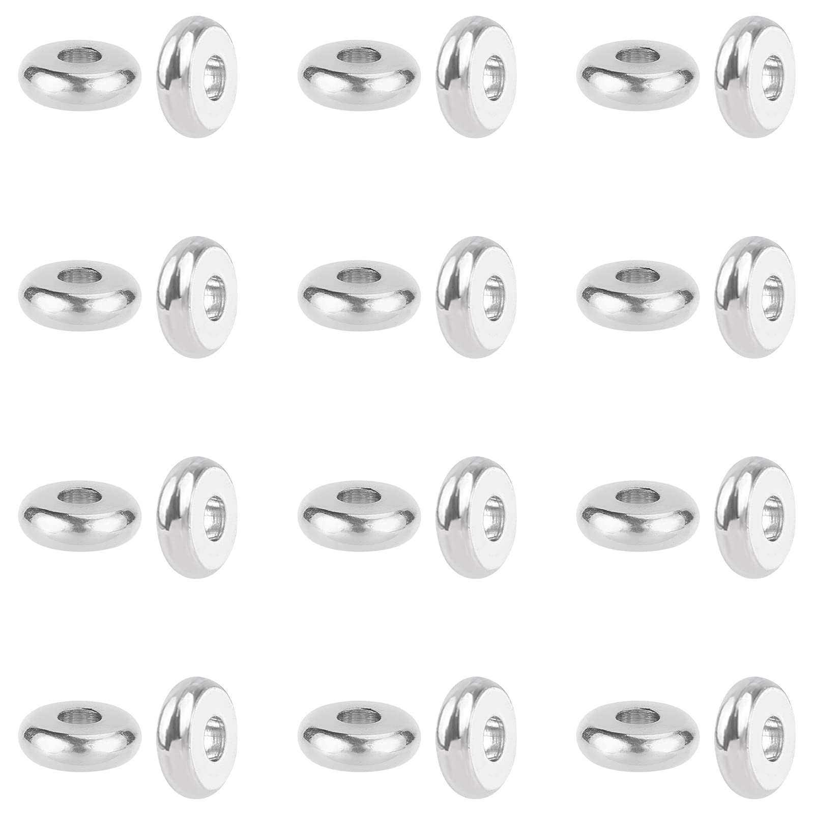 Photo 1 of UNICRAFTALE About 200pcs Disc Spacer Beads 4mm Stainless Steel Flat Round Beads Metal Bead Spacers Finding for DIY Beading Jewelry Making, Hole 1.2mm