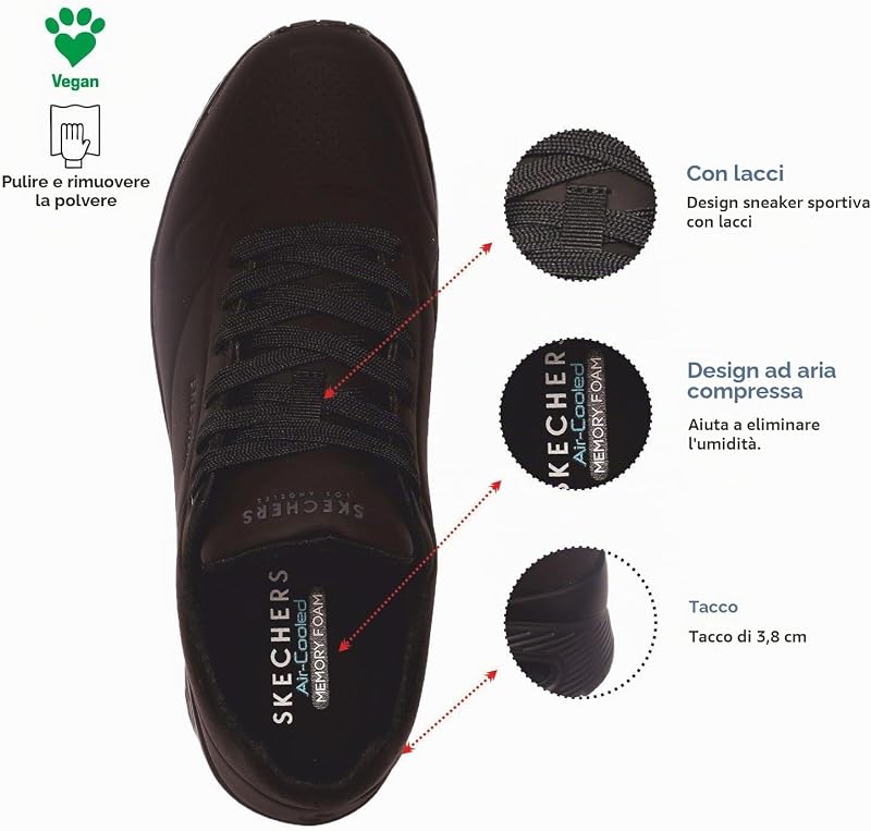 Uno Stand On Air, Scarpe da ginnastica Uomo, Black Durabuck Trim, 42 EU