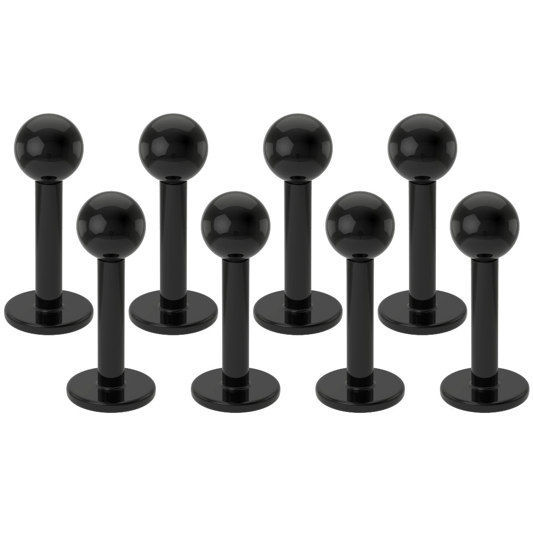 Bling Piercing 8pc Bulk Lot 16g 1.2mm Acrylic Black Lip Ring Studs 3mm Ball Medusa Snakebites Earring Monroe Jewellery 6mm