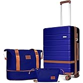 Voytra Lightweight Hardshell 3-Piece Luggage Set with 360° Silent Spinner Wheels | 20-Inch Carry-On Suitcase, TSA Lock, Durable PC+ABS Material, Ideal for Air Travel & Vacations (Blue)