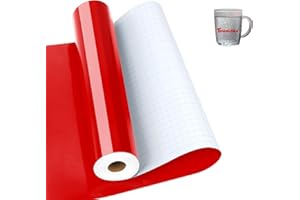 Thamlora Rouleau de vinyle permanent rouge brillant compatible avec machine à découper Cricut, pour fête extérieure et décora