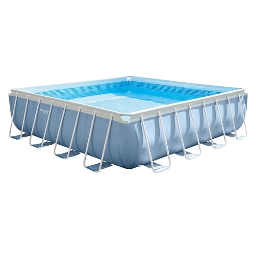 Intex Agp Accessori Piscina Prisma Frame Quadrata Con Pompa Filtro Scaletta Telo Base E Copertura 427 X 427 X 107 Azzurro 711x587x1226 Cm
