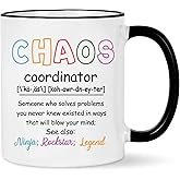 Chaos Coordinator Mug - Boss & Coworker Gifts, 11 OZ Black Handle