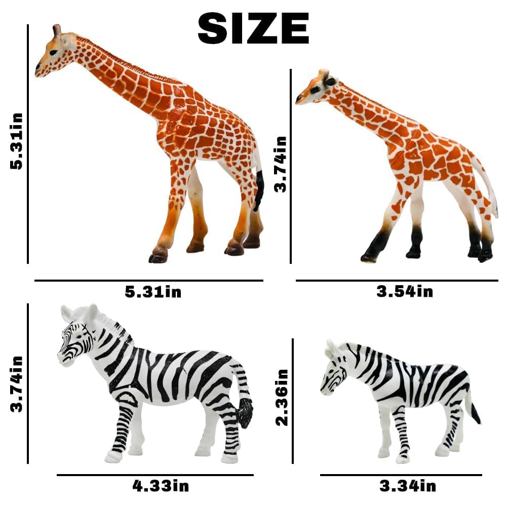 Kimicare 20PCS Safari Animals Figures Toys, Realistic Plastic Animals Figurines, African Zoo Wild Jungle Animals Playset with Elephant Giraffe Lion Tiger, Birthday Gifts Christmas Stocking Stuffers