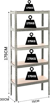 Trendi Metal Shelving Unit 5 Tier Heavy Duty Garage Home Office Storage view 3