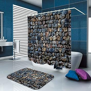 Taihang Kreative Duschvorhang Dicke Warme Druck Polyester Wasserdichte Schimmel Steinwand Badezimmer Duschvorhang Size 180 200 Amazon De Kuche Haushalt
