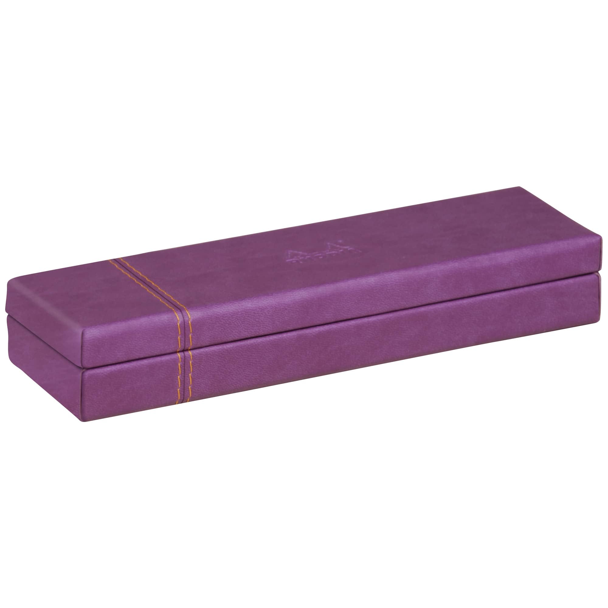 RHODIA 319780C - Purple Pencil Case - 21x5.5x3 cm - Orange Saddle Stitching - Faux Leather Exterior - Rhodiarama Home Office Collection - Office Organization & Designer Storage