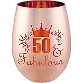 xilaxila 50 and Fabulous Wine Glass Gift - 50th Birthday Gifts for Women - 50 Year Old Birthday Decorations
