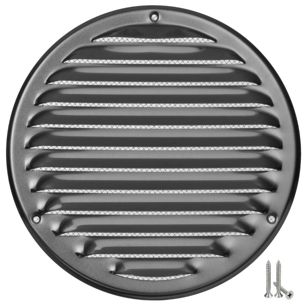 LIRAST 160mm Vent Cover Aluminium - 6 inch Wall Vent Cover with Insect Mesh - Round Ceiling Soffit Vents - External Vent Cover - Metal Ventilation Grilles - Air Vent Covers for Walls