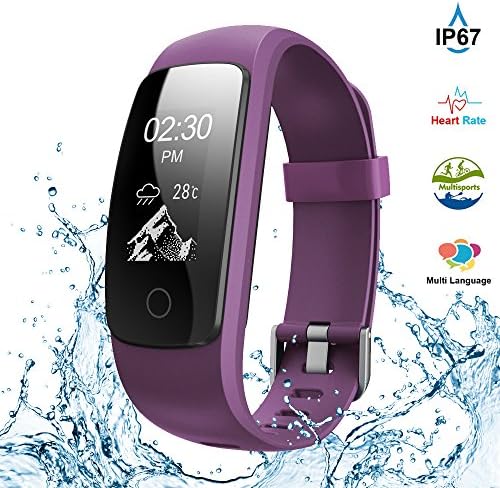 Fitness Tracker,Touch Screen Waterproof Activity Tracker with Heart Rate Monitor Watch Bluetooth Smart Watch Sleep monitor Pedometer Wristband Calorie Step Counter Watch for Android &amp; iOS (Purple)