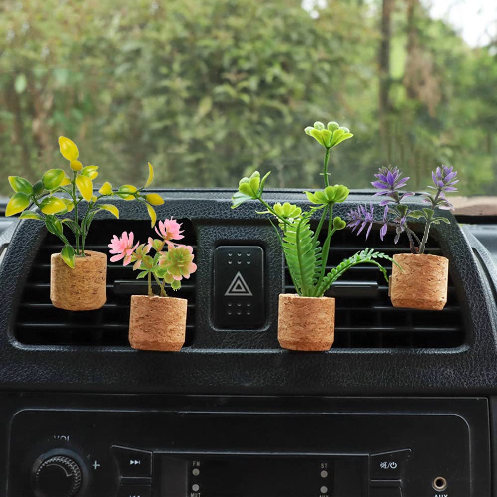 Photo 1 of ZOSTLAND Artificial Plant Car Vent Clip Decoration, Magnet Refrigerator Sticker, Auto & Home Decor Gift (4pcs Green)