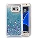 Galaxy S7 Edge Case, VEGO Transparent Plastic Glitter Quicksand Floating Bling Sparkle Star Flowing Liquid Hard Case Cover for Samsung Galaxy S7 Edge (2016) - Blue