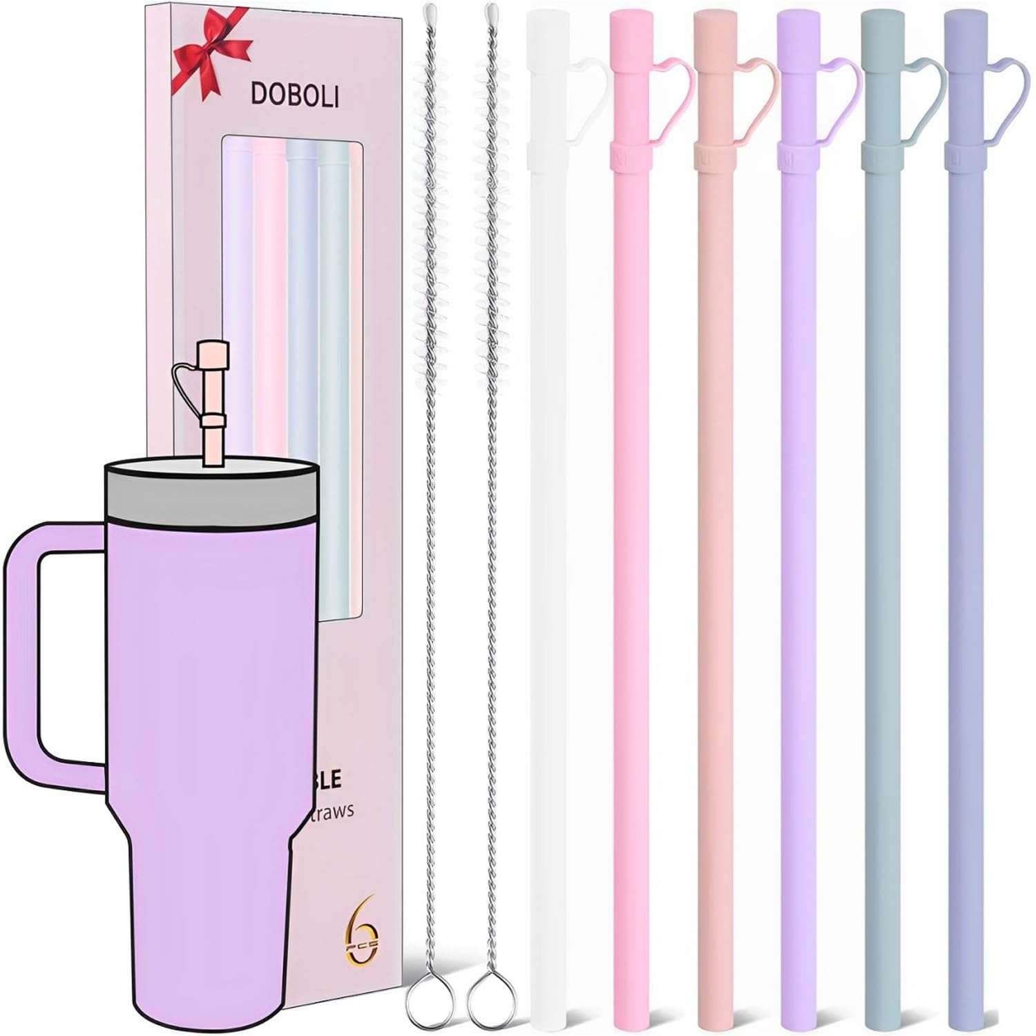 Photo 1 of **MISSING PARTS**
Reusable Replacement 12 inch Long Silicone Straw With Cover, Stocking Stuffers Gifts for Women Men Teens Girls Boys, Compatible with Stanley Tumbler Cup Accessorie 40 oz 30 oz (6 Pack)