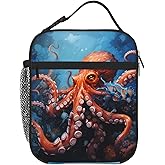 PrelerDIY Octopus On Coral Lunch Box - Insulated Lunch Bags For Women/Men/Girls/Boys Detachable Handle Lunchbox Meal Tote Bag, Octopus On Coral