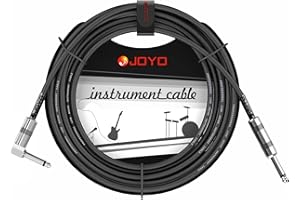 JOYO Bass Guitar Cable 15 Feet Professional Audio Instrument Cable 1/4 Inch Right-Angle Amp Cord (Black, CM-12)