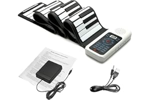 Lujex keyboard piano Standard 88 Keys Portable Roll Up Piano for kids adults (White, 88Keys)