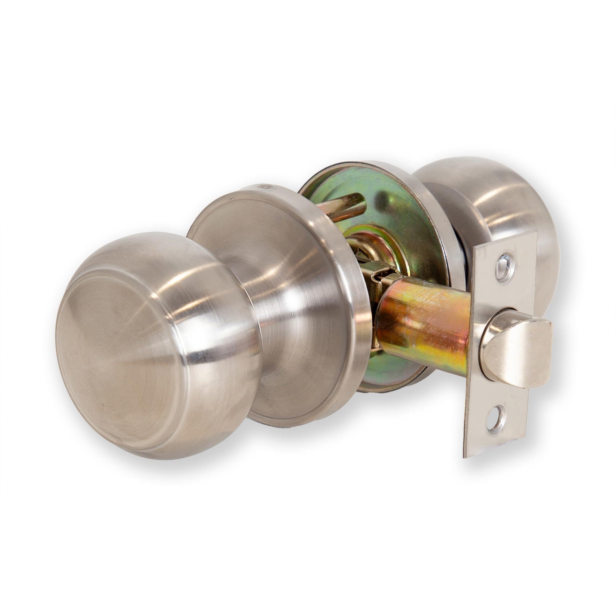 XFORT Bello Passage Knob Set Satin Chrome, Door Knob for Internal Wooden Doors, Complete Set with Tubular Latch