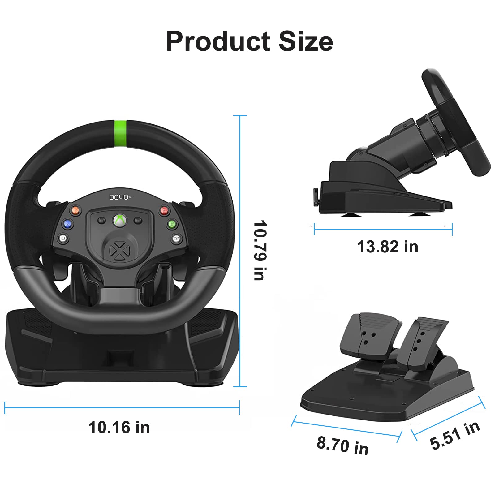 DOYO Gaming Steering Racing Wheel for Xbox 360, Volante para PC, 180 Degree Driving Wheels with pedals and Shifter for XBOX 360 / PS3 / PC/Switch/Android