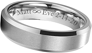 Amazon Com Personalized Men S Brushed Center With Beveled Mirror Edge Ring Custom Engraved Free Ships From Usa Office Products