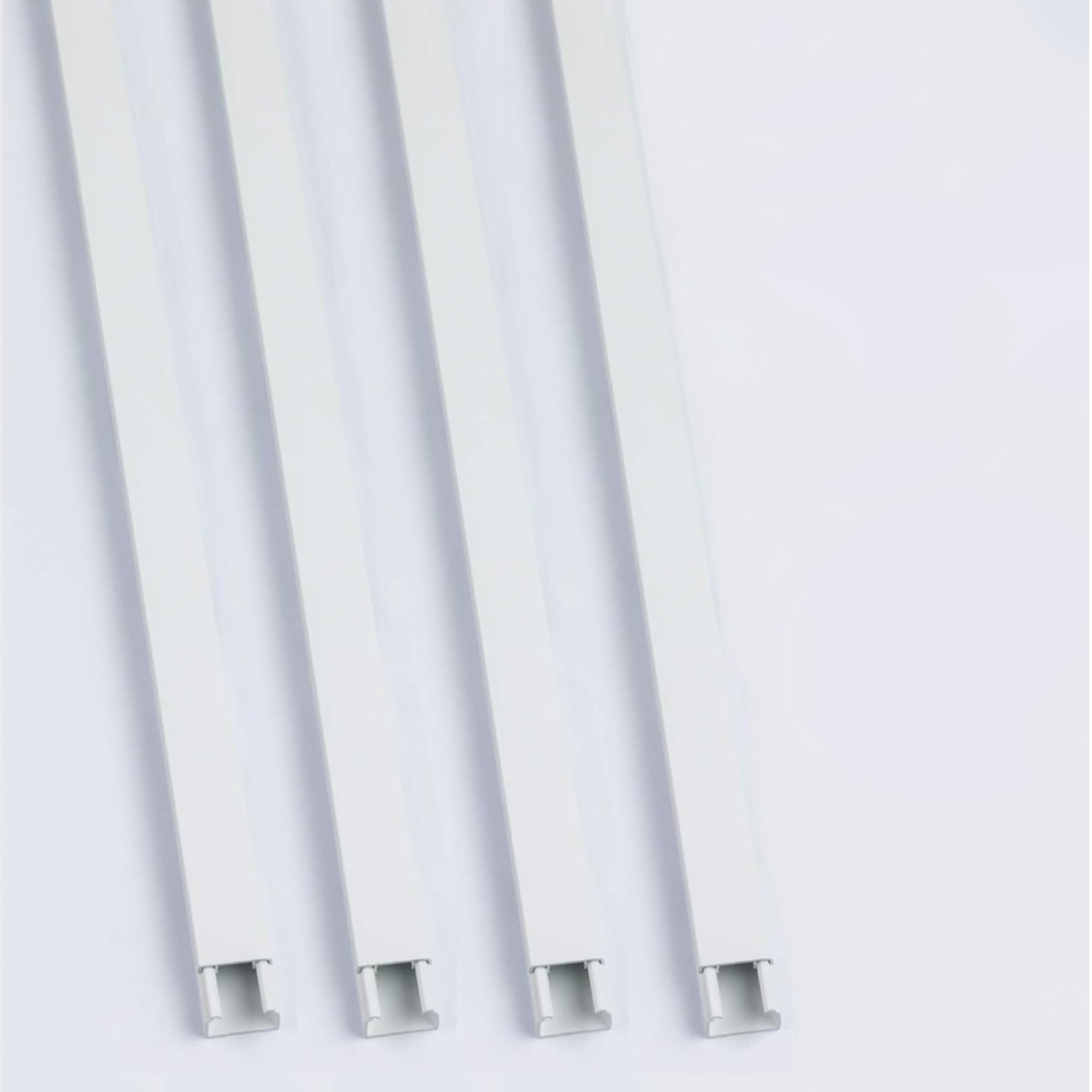 4X 1M White Self Adhesive Cable & Wire Tidy PVC Plastic Electrical Mini Trunking - Cord Cover On-Wall Cable Management Channel with Adhesive Tap by MKGT® (38x16mm)