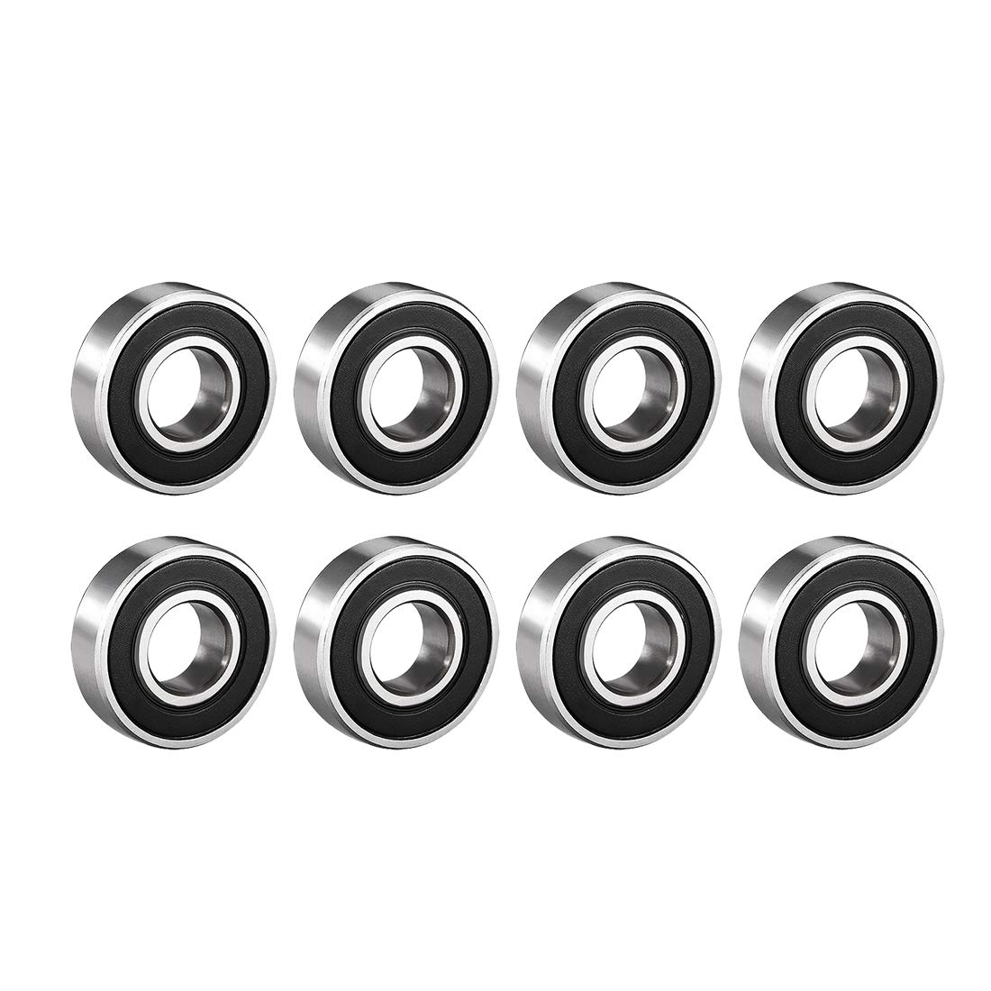 sourcing map 6001-2RS Deep Groove Ball Bearing 12mm x 28mm x 8mm Double Sealed High Carbon Steel Z1 Bearings 8pcs