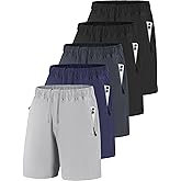 POVWVPY Men Running Athletic Shorts, Quick Dry 7 inch Inseam Gym Workout Men Shorts with Deep Pocket & Zipper