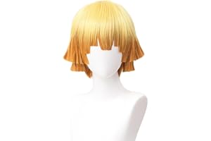 Wiggy Mermaid Zenitsu Cosplay Wig for DS Costume Short Orange Ombre Anime Wigs for Adults with Cap for Halloween Party