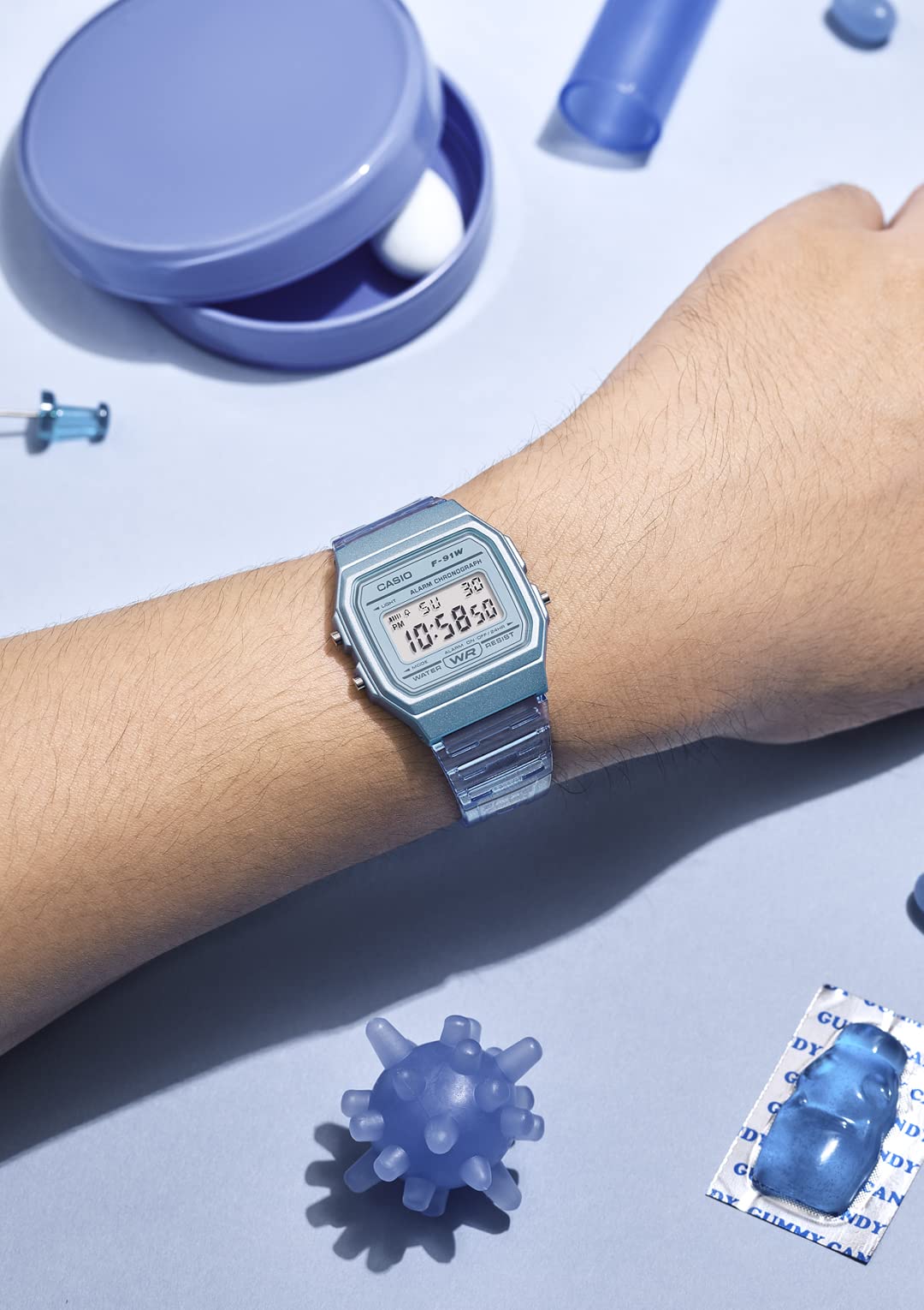 CASIO(カシオ) Digital Wristwatch, Resin, Clear, blue (clear blue), 1 piece, Waterproof