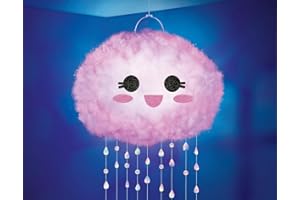 Make It Real - DIY Led Cloud Lamp - Hanging Bedroom Lamp with Color Changing Led Lights - Includes Nylon Lantern, LED Strip, Beads, Stickers, and More! - DIY Arts and Crafts for Kids
