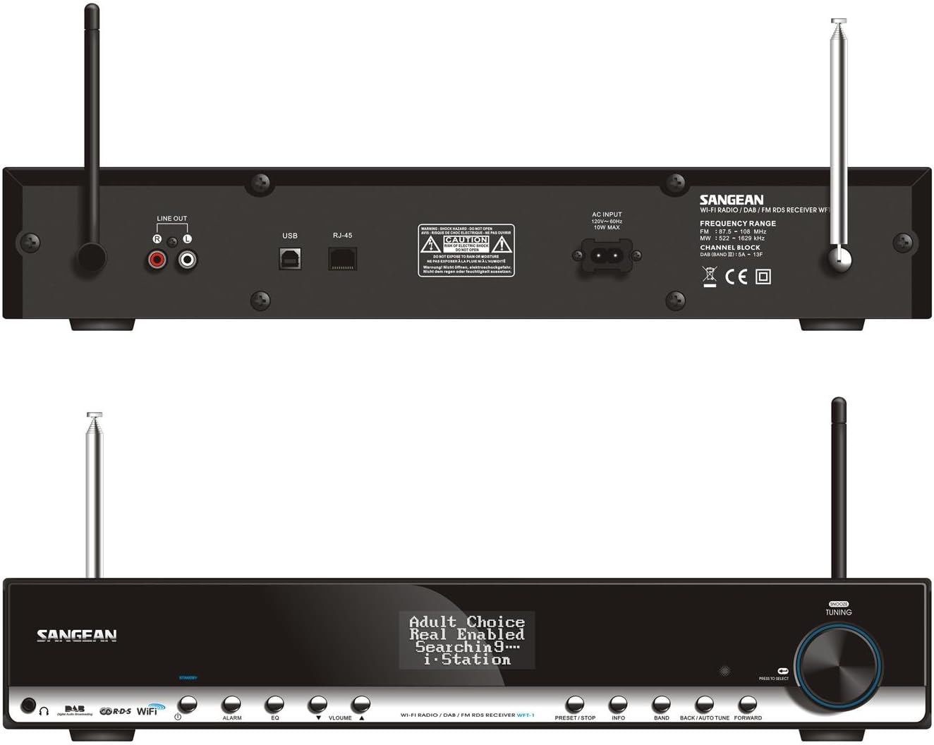 Sangean WFT-1 WiFi Internet Component Radio/Network Music Player/FM-RBDS Set Top Box, Black, Immediate Access To Over 15,000 Internet Stations Worldwide, 20 Memory Preset Stations, Internet Radio Plays MP3/WMA/RM/RAM, Network Music Player BLK: Home Audio & Theater