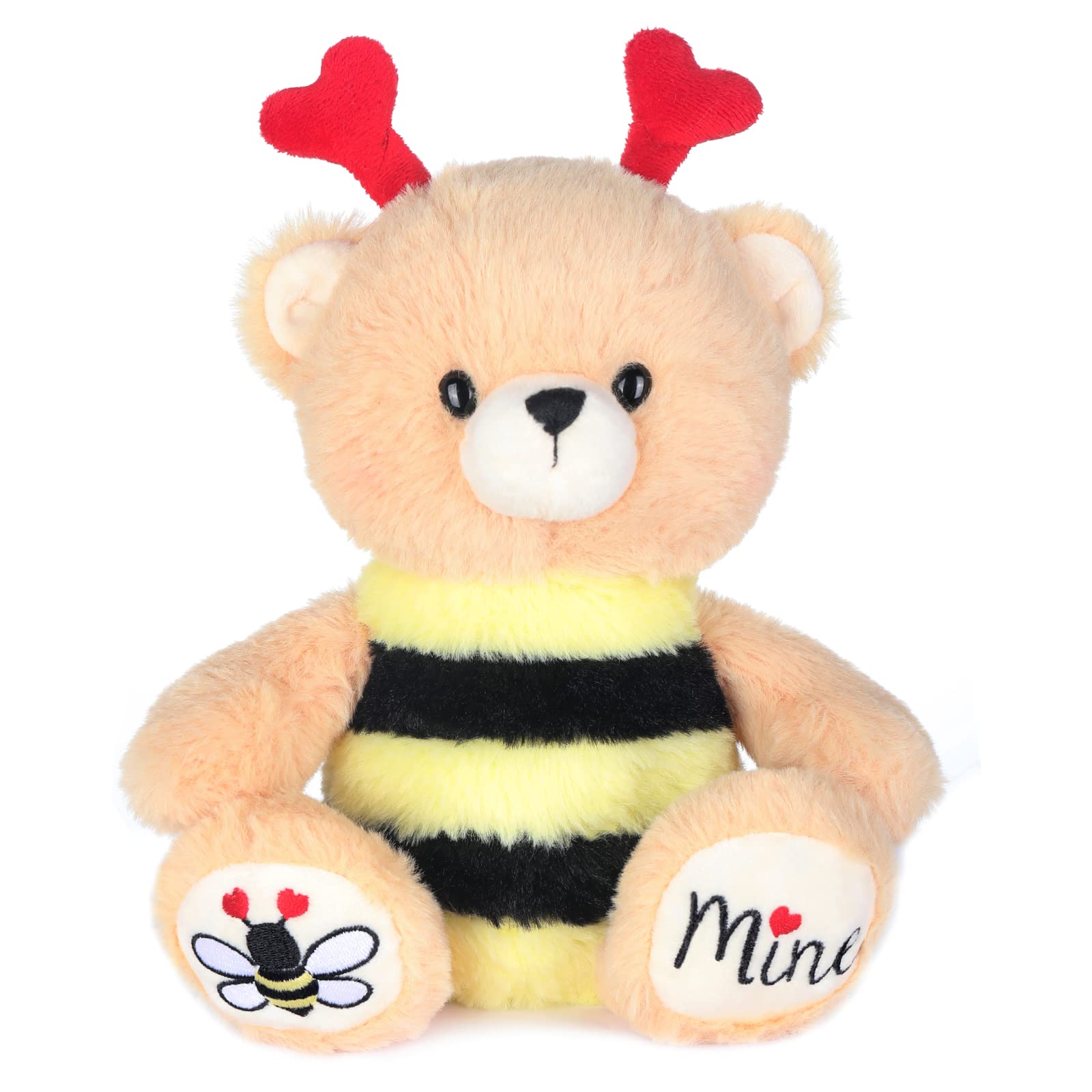 My OLi 7.5" Plush Teddy Bear Bee Bear Stuffed Animal Plush Toys Soft Bear Wearing Bee Costume with Love Tentacles and Delicate Embroidery Brithday Bedtime Gifts for Babies Kids Girls Boys