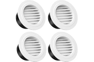 HG Power 6 Inch Soffit Vents, ABS Louver Round Vent Cover with Built-in Screen Mesh, 4 Pack - Exhaust Vent for Exhaust Fan, Inline Duct, Bathroom, Kitchen, Attac Use, 150mm, White