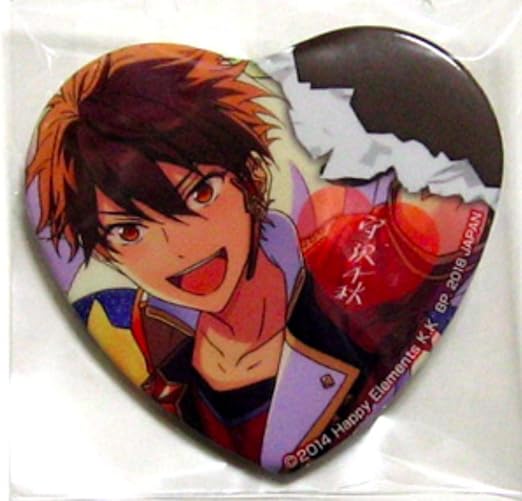 Amazon あんさんぶるスターズ あんスタ 一番カフェ 胸きゅん ショコラパーティー 守沢千秋 ハート型缶バッジ アニメ 萌えグッズ 通販