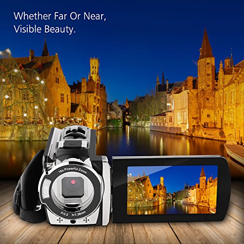 Camcorder, HAMSWAN Digital Camcorder Full HD Video Camera 1080P 24MP, 16X Digital Zoom, 3.0 Inch LCD Screen with 270 Degree Rotation, HDMI Output