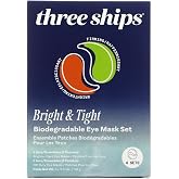 Three Ships - Bright &amp; Tight Biodegradable Eye Mask Set (4 Sets) | Depuffing + Firming Under Eye Treatment Set | Biodegradable | Cruelty-Free, Vegan, Paraben-Free, Sensitive Skin Safe