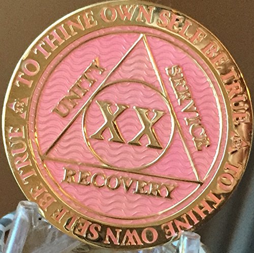 Recoverychip 20 Year AA Medallion Reflex Pink Gold Plated Chip