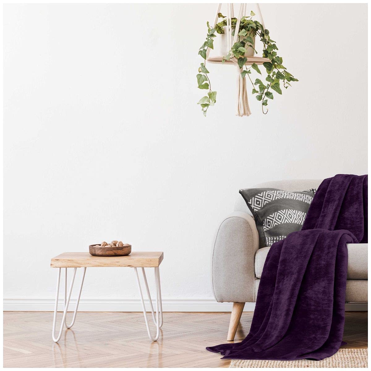 GC GAVENO CAVAILIA Plain Mink Fur Throws, Fluffy Fleece Blankets, Snuggle Throw Blanket For Bed, Aubergine, 150X200 Cm