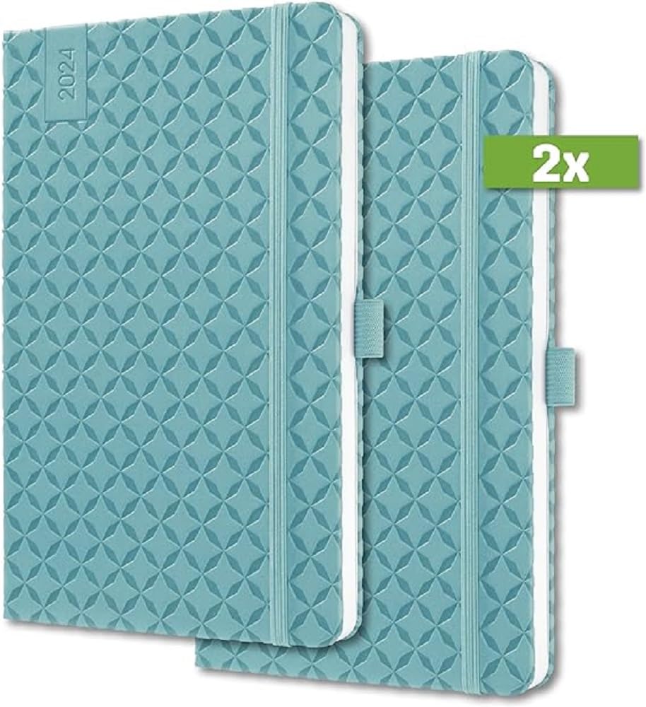 SIGEL J4102 Jolie Weekly planner 2024, hardcover, 9,5 x 15 cm, 174 pages, petrol Blue, 2 Pieces