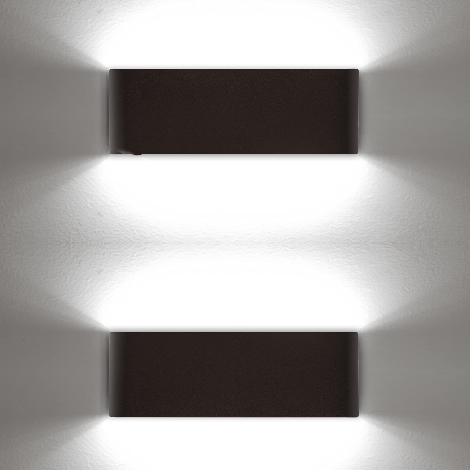 Bonlux LED Modern Wall Sconce Indoor 10W LED Wall Lights Fixture Up and Down Wall Light for Hallway Cold White 6000K for Living Room Bedroom Hallway, Black, 2-Pack