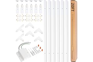 TuyuBEE 20FT H Track Lighting Rails Kit with Floating Canopy Connector, White H Type Track Rails with End Caps, Live End Feed and T L Connector, Compatible with Single Circuit H Style Track System