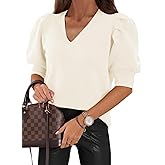 Womens Puff Short Sleeve Sweater Tops 2025 Spring Summer Trendy Casual T Shirts Blouses