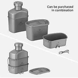 COOK'N'ESCAPE 750ML+400ML Titanium Canteen Mess Kit