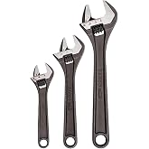 Bahco BHADJUST 3 ADJ3 Set of 3 Adjustable Wrenches (8070/8071 / 8072), Grey, 16 degree head angle